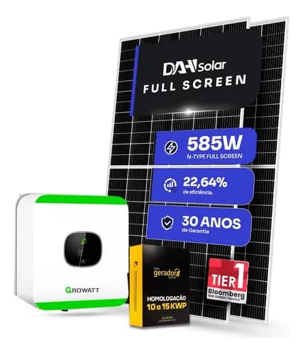 Sistema Fotovoltaico 2kWp Residencial Kit Completo Growatt